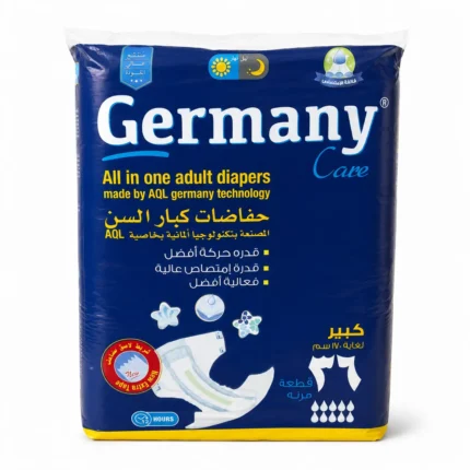 حفاضات جيرمني كير اللاصقة للكبار مقاس كبير 36 قطعة Germany Care All-in-One Adult Diapers Large 36 Pack