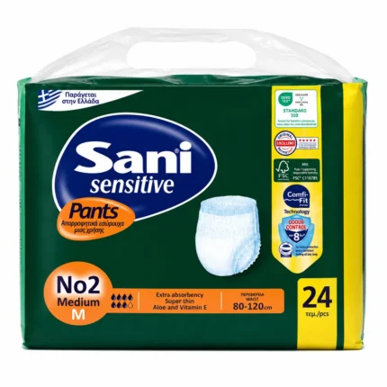 حفاضات شورت ساني سنسيتيف للكبار مقاس وسط 24 قطعة Sani Sensitive Pants Adult Pull-Up Diapers Medium 24 Pack