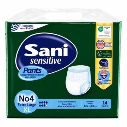 حفاضات شورت ساني سنسيتيف للكبار مقاس كبير جداً 14 قطعة Sani Sensitive Pants Adult Pull-Up Diapers X-Large 14 Pack